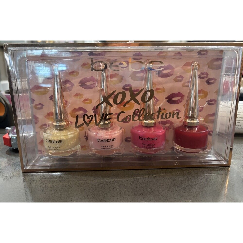 bebe XOXO LOVE 4 Shades of Nail Lacquer/Polish Set Pearl/Light Pink/Berry/Red